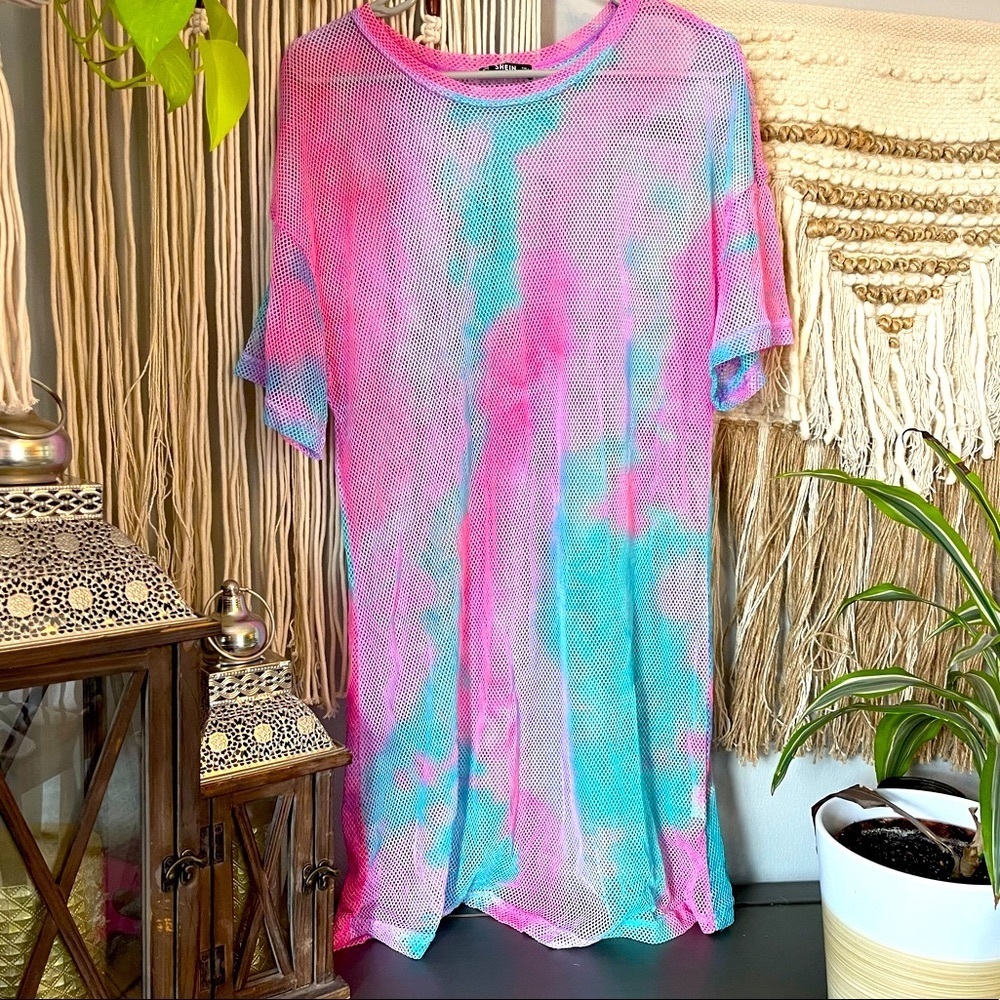 SHEIN Mesh Tie Dye Tunic
